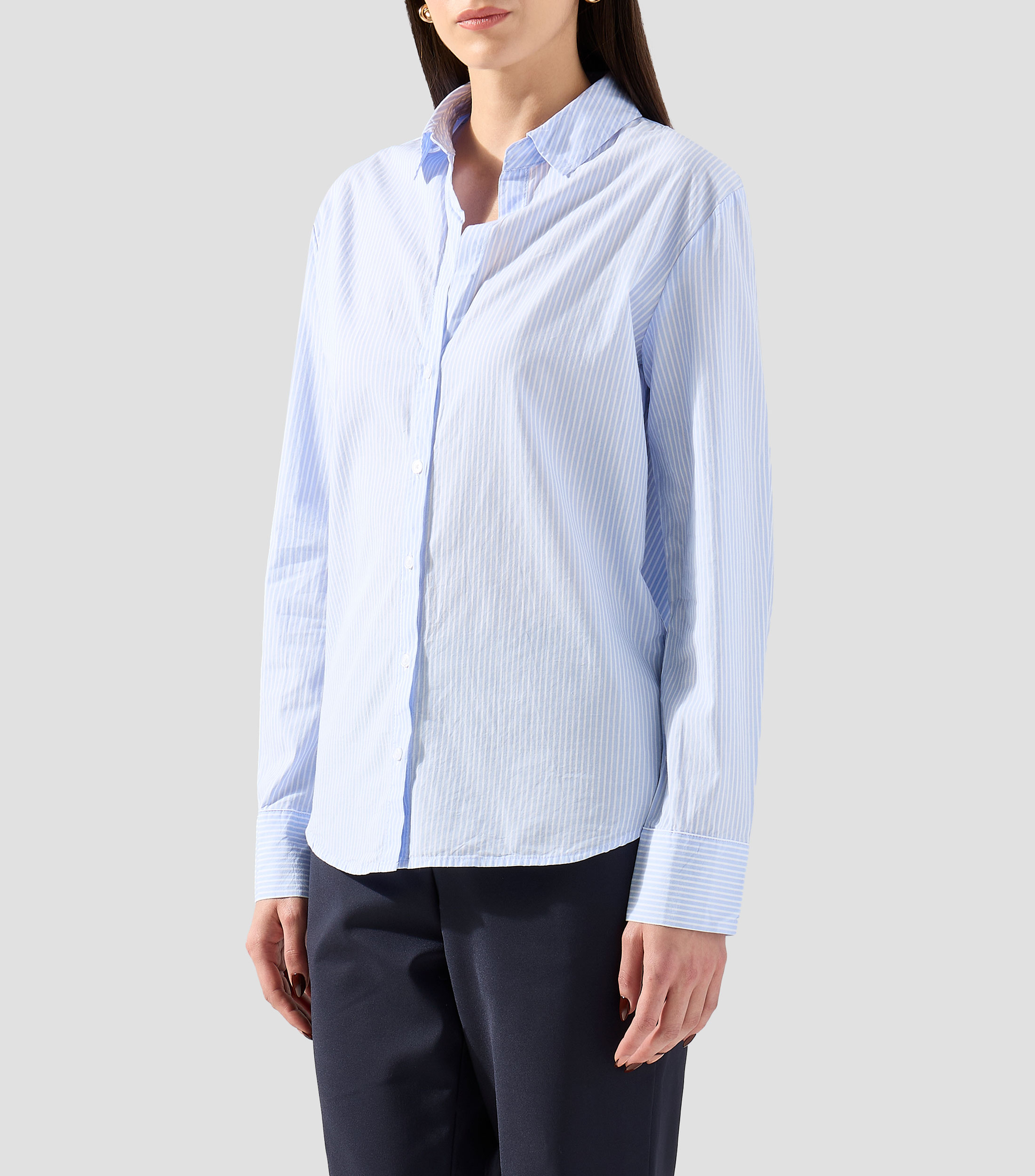 Camisa con rayas manga larga Mujer